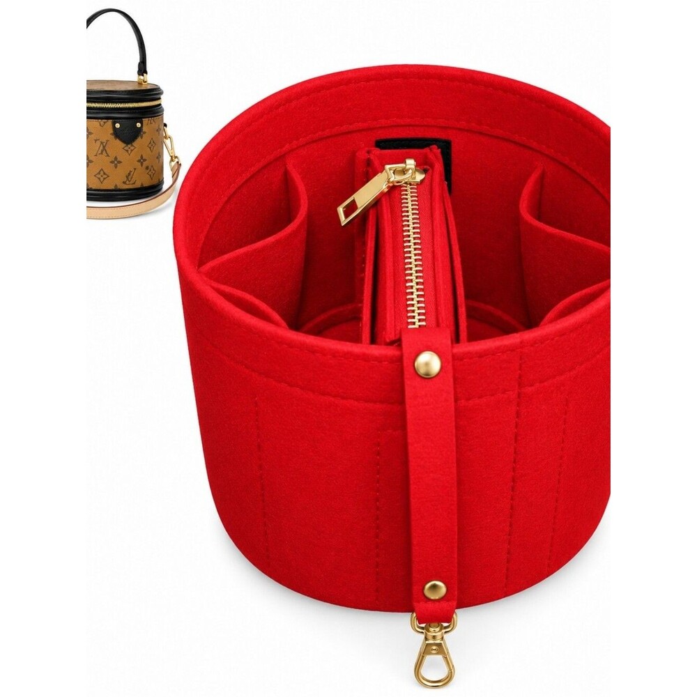 Cylinder Bucket Bag Organizer Insert for Cannes Purse Barrel Shape Bags RED